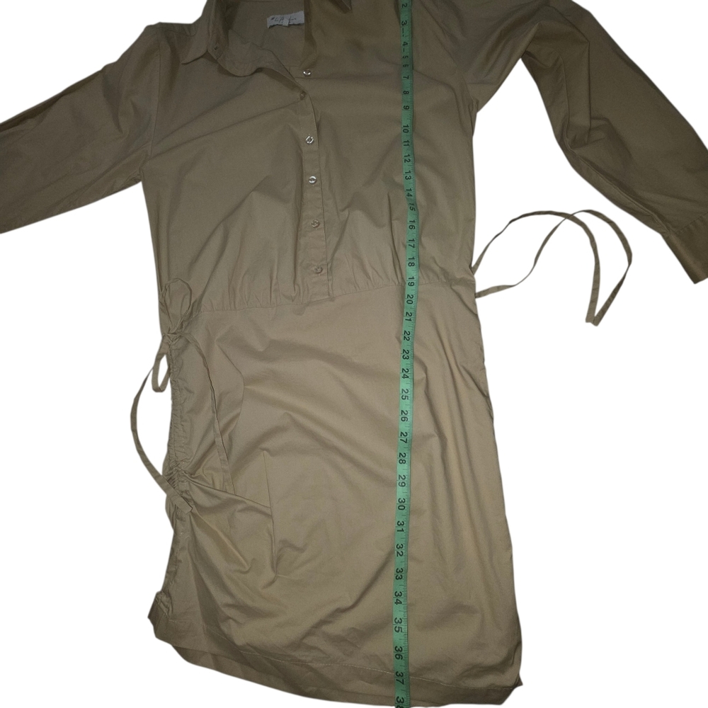 L'Academie Keem Mini Shirt Dress in Tan Drawstring Sz S - Picture 8 of 11